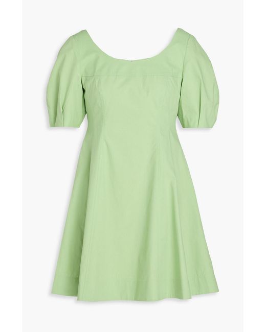 Theory Green Cotton-blend Poplin Mini Dress