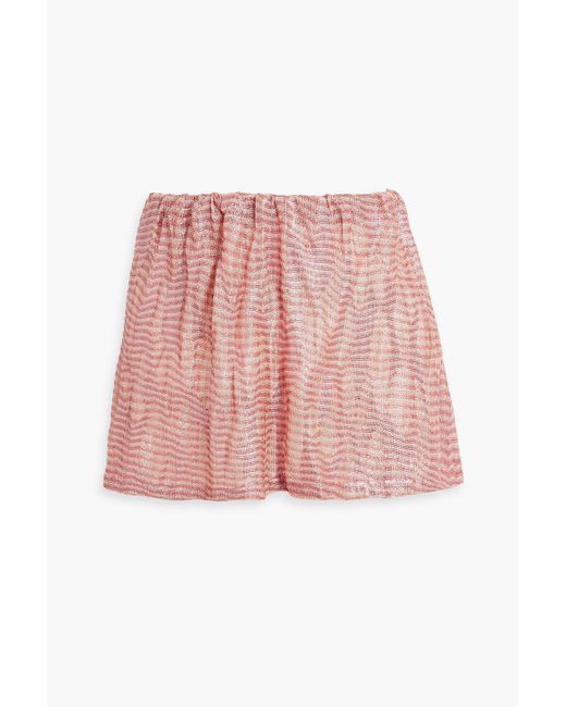 Missoni Pink Striped Metallic Crochet-knit Mini Skirt