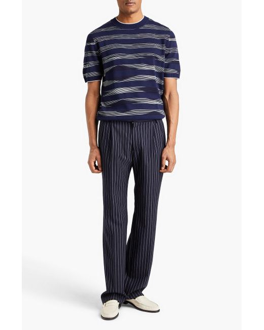 Missoni Blue Striped Jacquard-knit T-shirt for men