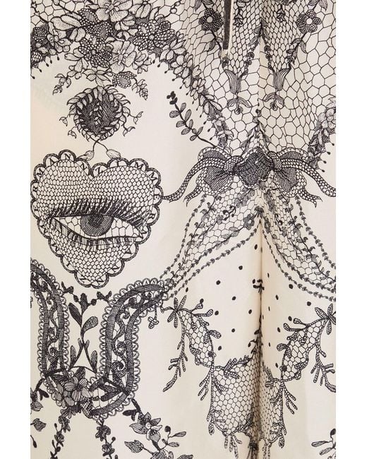 Zimmermann Gray Printed Silk-Twill Wide-Leg Pants