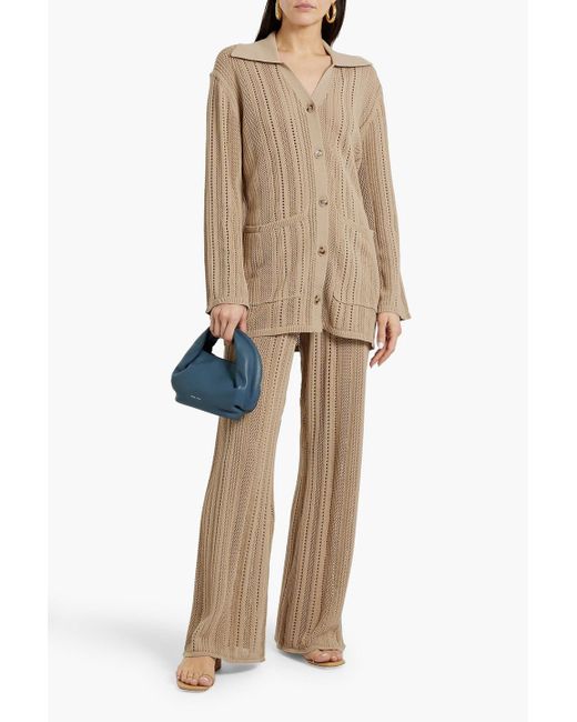 By Malene Birger Natural Kiraz hose mit weitem bein aus einer baumwollmischung in pointelle-strick