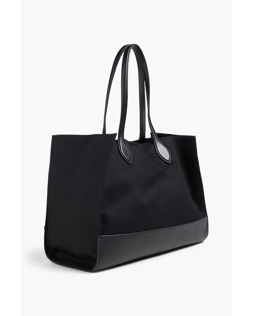 Bally Black Bar Printed Leather And Canvas Tote