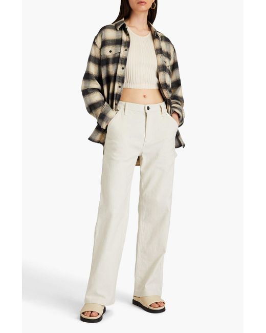 Rag & Bone White Cotton And Linen-blend Bouclé-tweed Wide-leg Pants