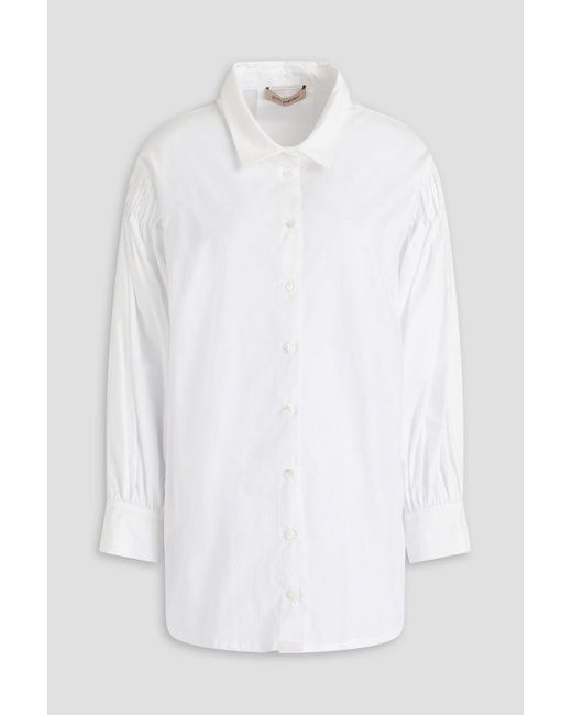 Gentry Portofino White Pintucked Cotton-poplin Shirt
