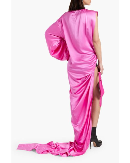 Rick Owens Pink Edfu One-sleeve Draped Silk-satin Gown