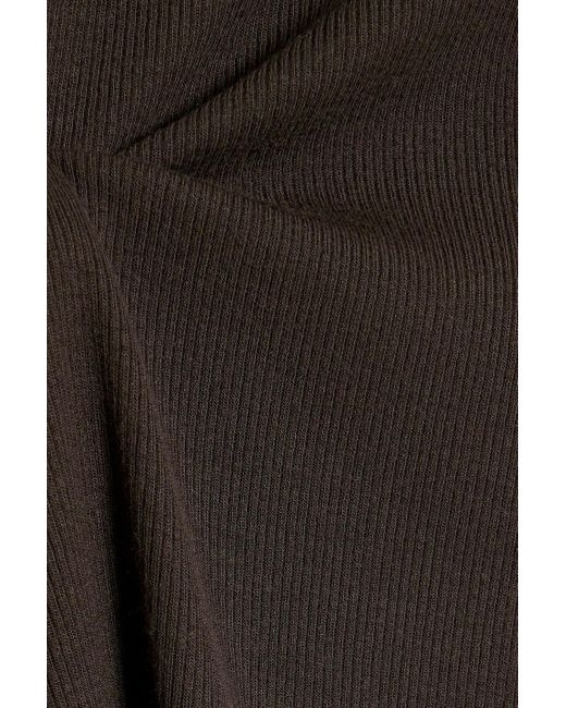 FRAME Black Ribbed Modal-blend Jersey Top