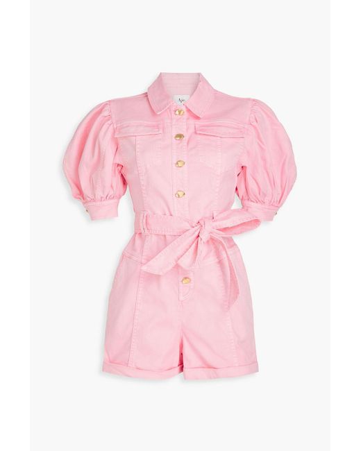 Aje. Pink Cecilly Denim Playsuit