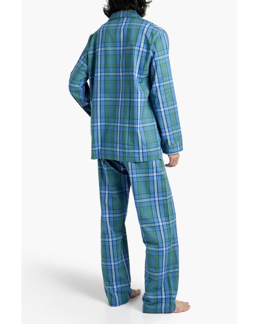 Derek Rose Ranga karierter pyjama aus baumwollflanell in Blue für Herren