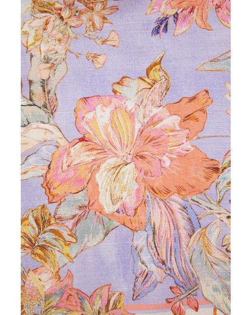 Zimmermann Pink Fringed Floral-print Cotton Beach Towel