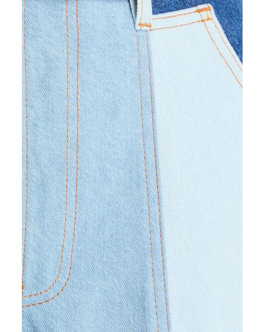 Farm Rio Blue Color-Block High-Rise Wide-Leg Pants
