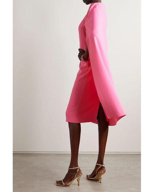 Stella McCartney Pink Cape-Effect Crepe Midi Dress