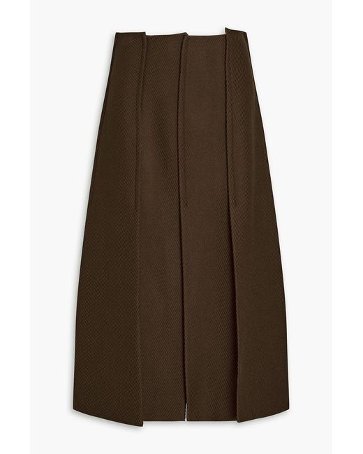 Proenza Schouler Brown Diane Pleated Twill Midi Skirt