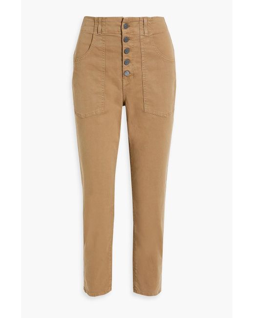 Veronica Beard Natural Arya Cropped Cotton-blend Twill Tapered Pants