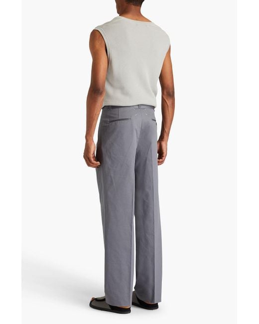 Maison Margiela Gray Pleated Cotton-twill Pants for men