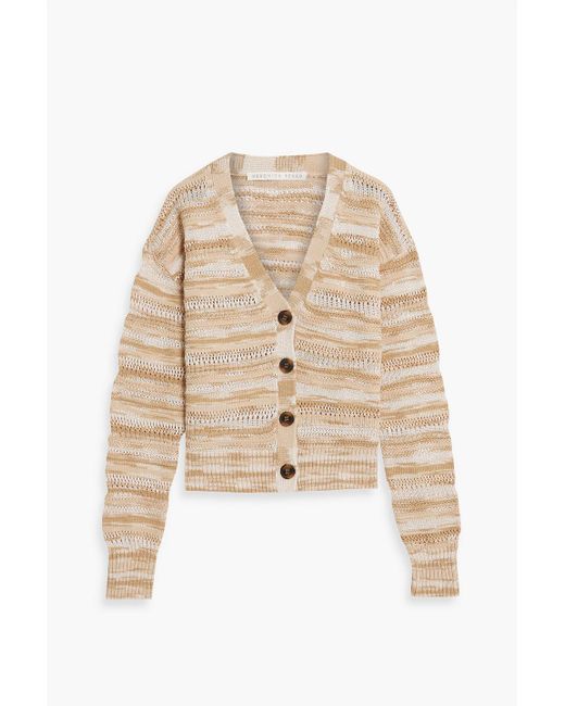 Veronica Beard Goliad Marled Crochetknit Cardigan in Natural Lyst