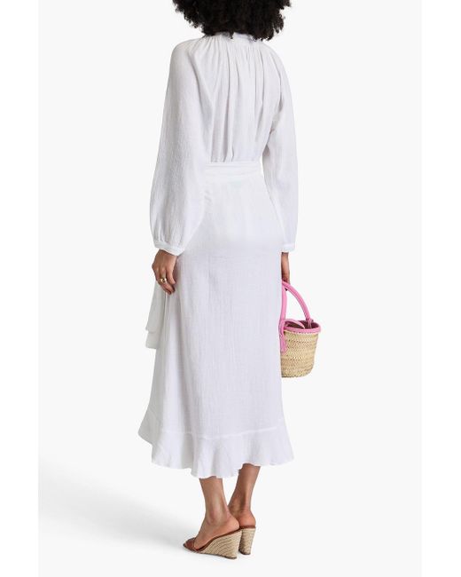 Melissa Odabash White Danni midi-wickelrock aus baumwollgaze mit rüschen