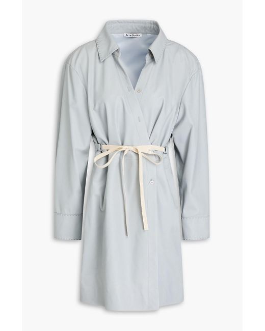 Acne Blue Hemdkleid in minilänge aus leder