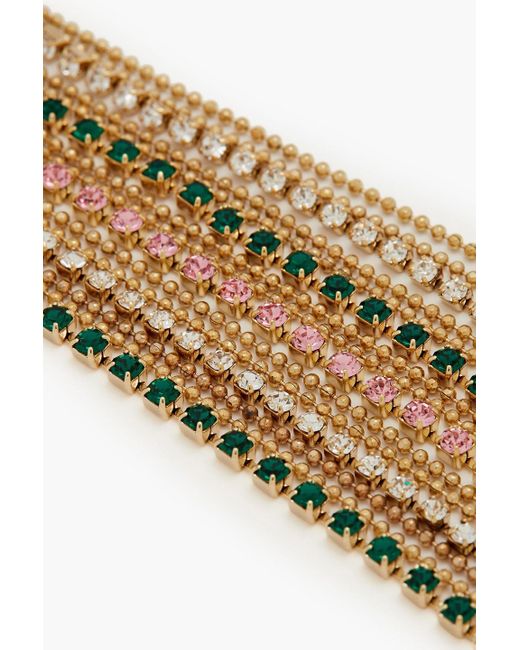 Rosantica Metallic Fringed Gold-tone Crystal Clip Earrings