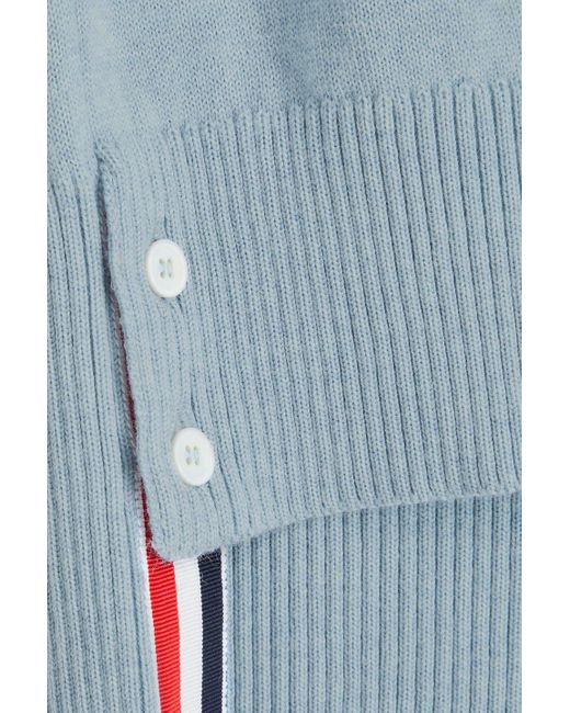 Thom Browne Blue Striped Wool Mini Shirt Dress