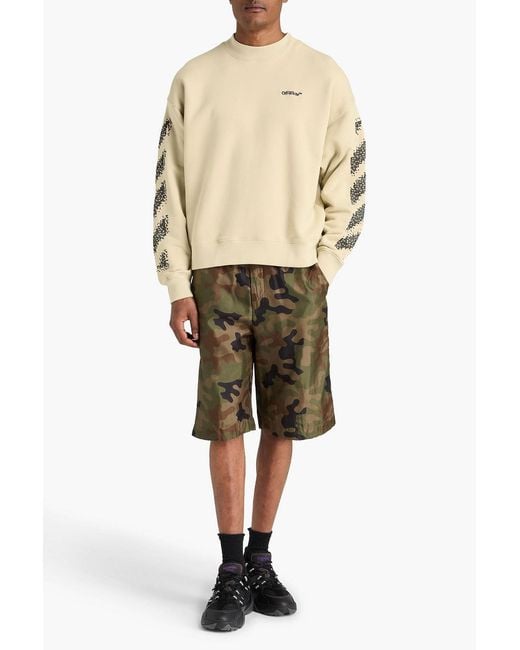 Off-White c/o Virgil Abloh Natural Printed French Cotton-Terry Sweatshirt for men