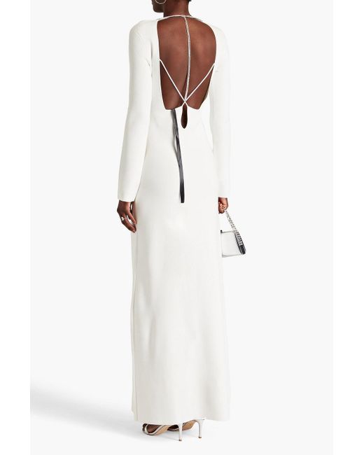 Galvan White Andromeda Crystal-embellished Cutout Stretch-knit Maxi Dress