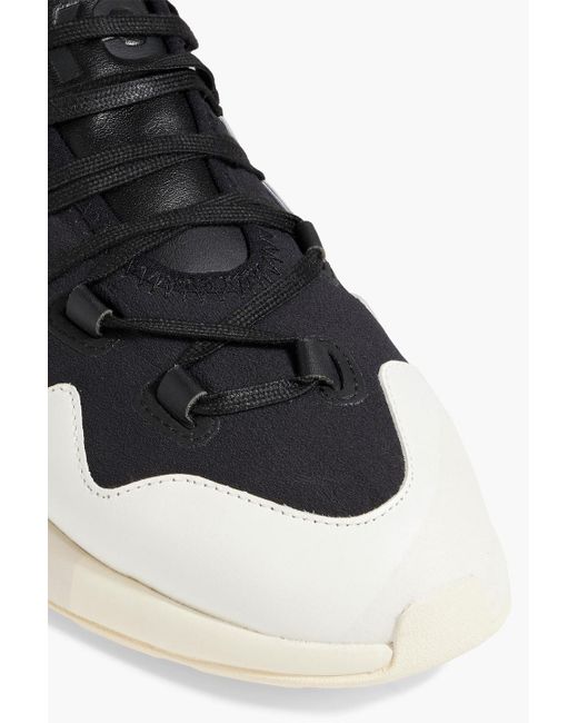 Y-3 Black Idoso Boost Leather-trimmed Neoprene Sneakers for men