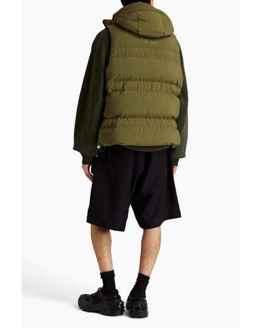 Y-3 Green Quilted Shell Hooded Down Vest for men