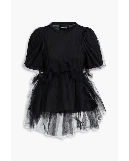 Simone Rocha Black Layered Tulle And Cotton-Jersey Top