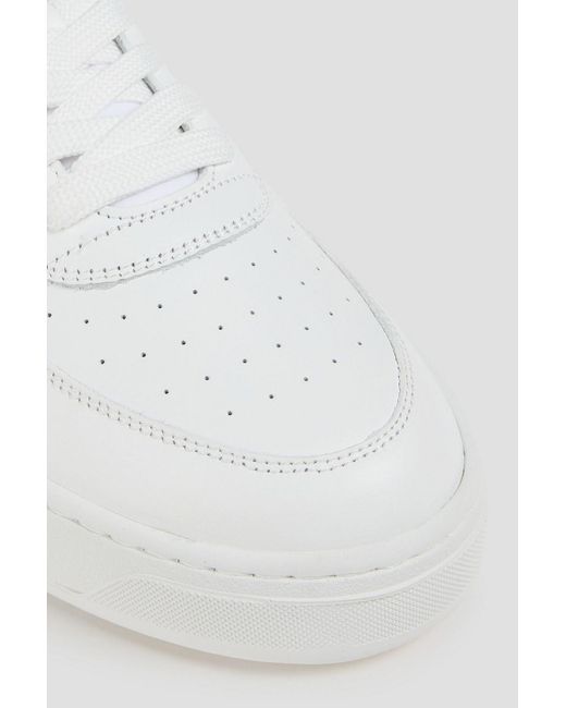 Stuart Weitzman White Courtside Faux Pearl-Embellished Leather Sneakers