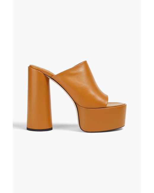 Wandler Brown Electra Leather Platform Mules