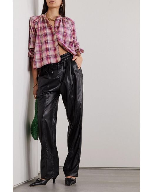 Isabel Marant Pink Blandine Checked Cotton And Linen-blend Blouse