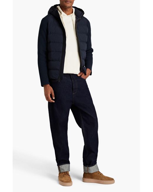 Woolrich Blue Quilted Shell Hooded Jacket for men