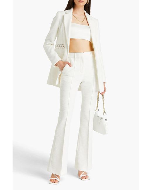 Rebecca Vallance White Claire Bouclé-tweed Flared Pants