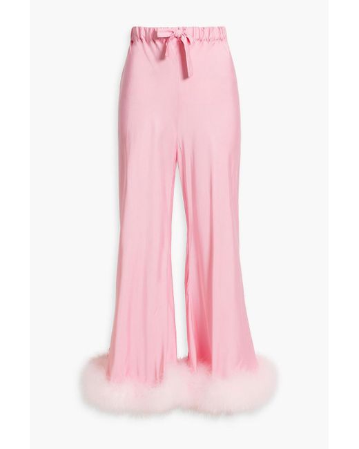 Sleeper Pink Feather-embellished Jersey Pajama Pants