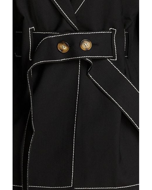 Rejina Pyo Black Jacke aus canvas aus einer wollmischung mit gürtel