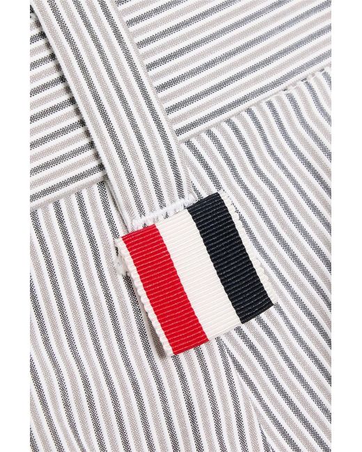 Thom Browne White Pinstriped Cotton-ottoman Shorts for men