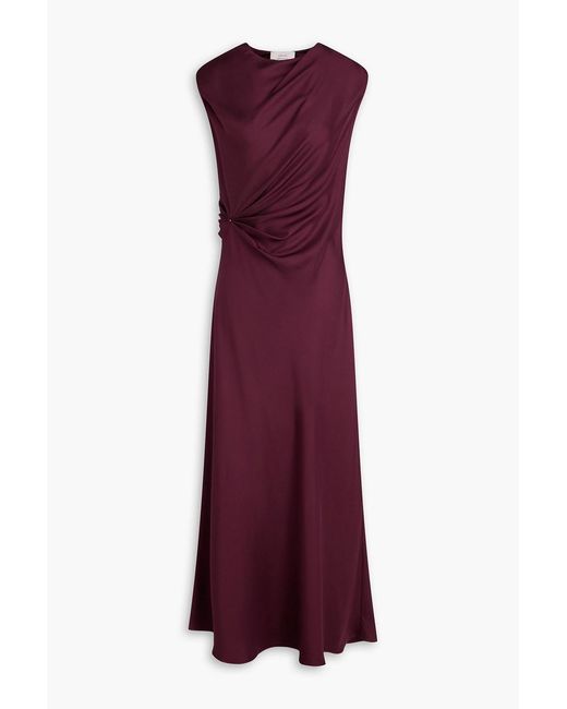 Loulou de Saison Purple Roan Draped Silk-Twill Midi Dress