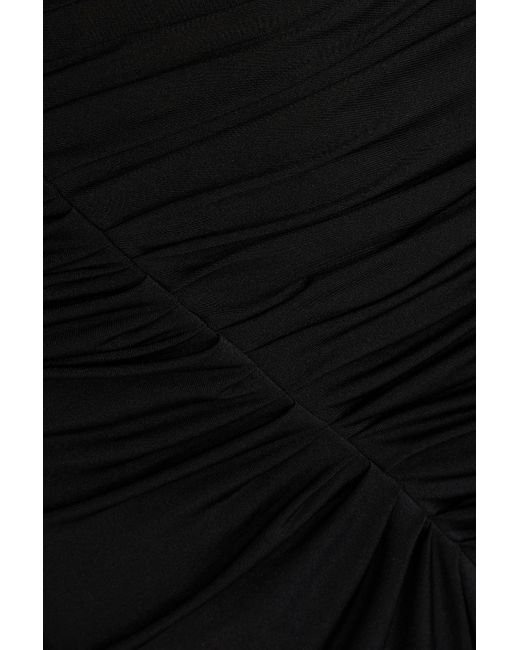Victoria Beckham Black Cutout Ruched Satin-jersey Maxi Dress