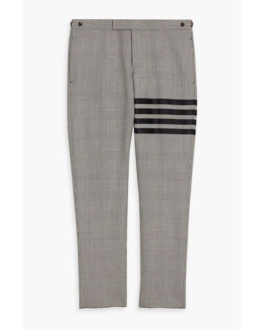 Thom Browne Gray Striped Prince Of Wales Checked Wool-Tweed Pants for men