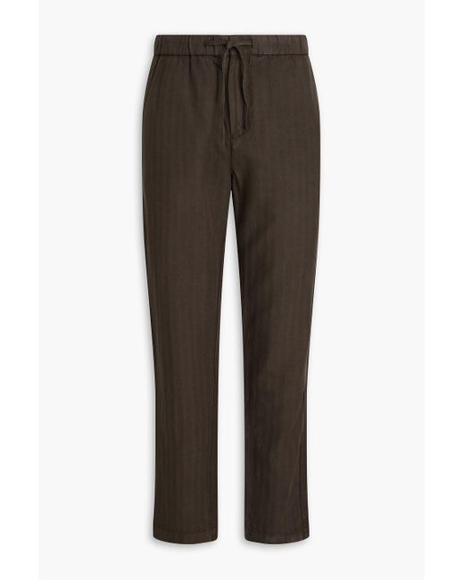 Frescobol Carioca Brown Oscar Herringbone Lyocell, Linen And Cotton-Blend Drawstring Pants for men