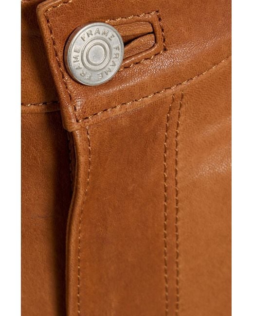 FRAME Brown Le Crop Mini Boot Leather Bootcut Pants