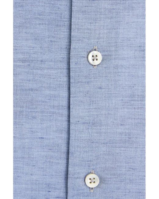 Canali Blue Linen And Cotton-blend Shirt for men
