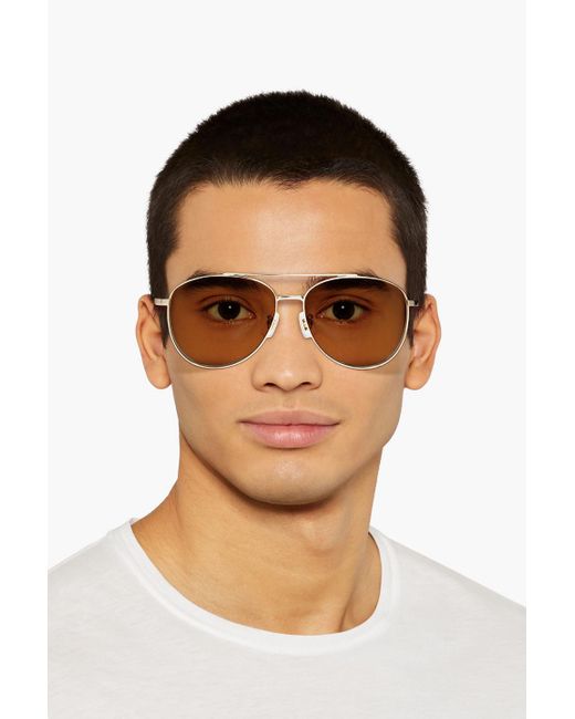 Dunhill Metallic Gold-tone Metal Aviator-frame Sunglasses for men