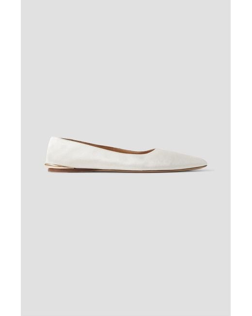 Gabriela Hearst White Fleur Embellished Canvas Ballet Flats