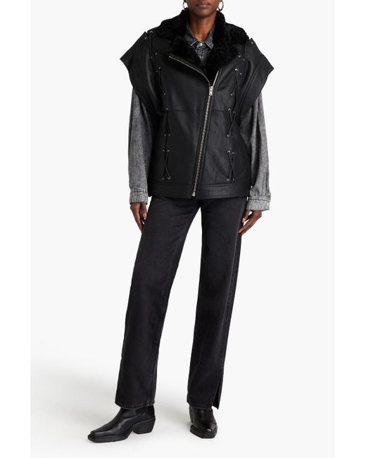 IRO Black Lace-up Leather Vest