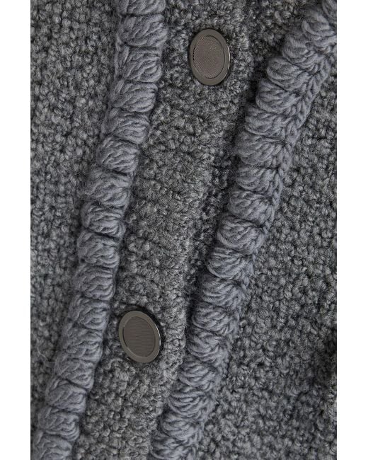 FRAME Black Bouclé-knit Wool-blend Cardigan