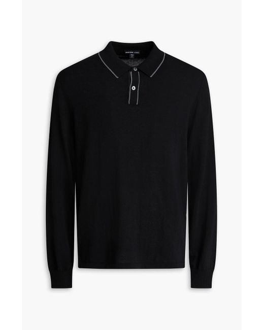 James Perse Black Cotton-Blend Polo Sweater for men