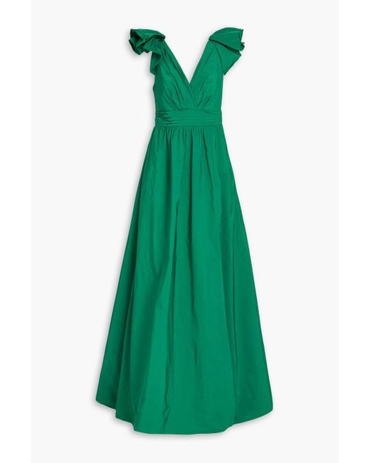 Marchesa Green Robe aus taft mit falten