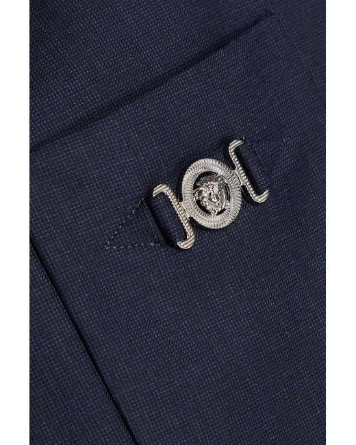 Versace Blue Houndstooth Wool Suit Jacket for men