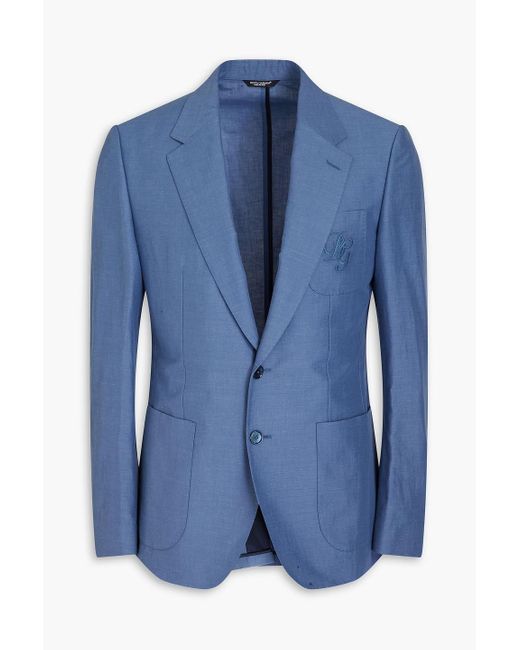 Dolce & Gabbana Blue Linen And Cotton-blend Blazer for men